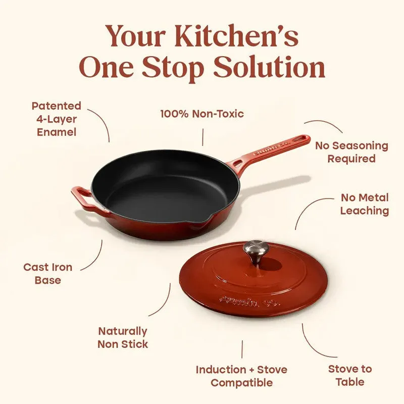 Cumin Co Enamel Cast Iron Frying Pan (1900 mL) - Rust media 6
