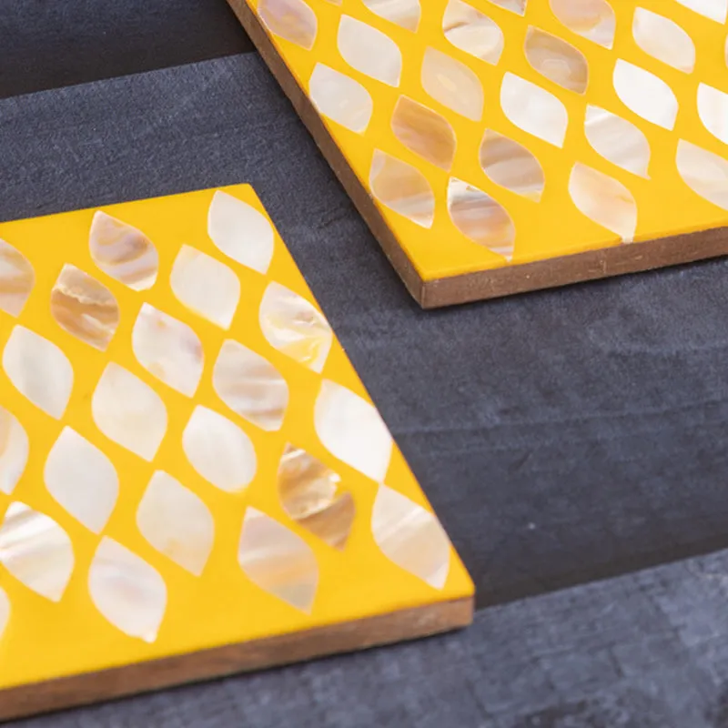 Celestria Mother Of Pearl Coaster (Yellow) - Set Of Two media 3