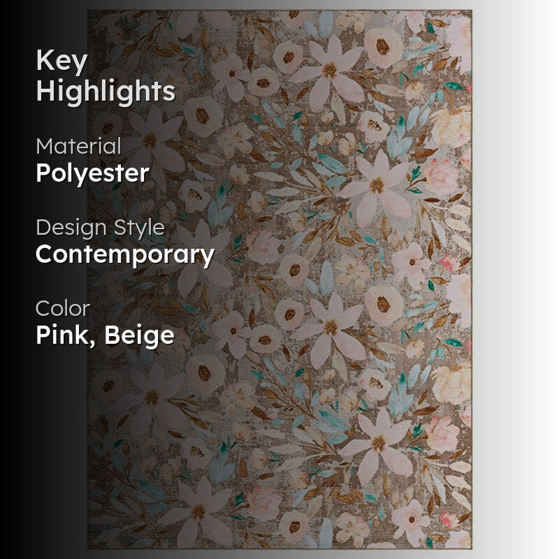 Abigail Floral Carpet - Pink & Beige media 2