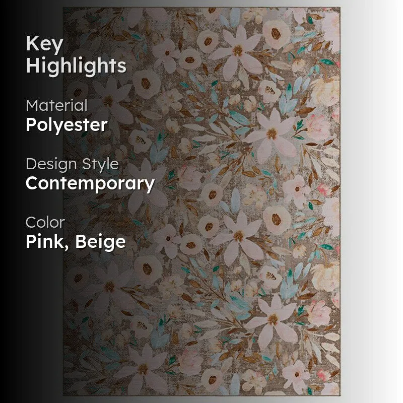 Abigail Floral Carpet - Pink & Beige media 2