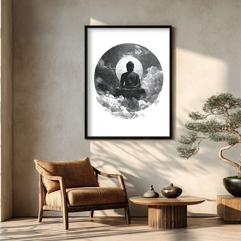 Buddha Zen Art Wall Painting With Black Frame