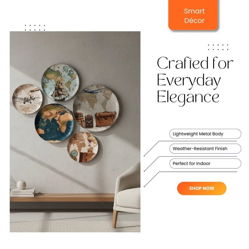 Atlas Journey Wall Plates - Set of Five media 6