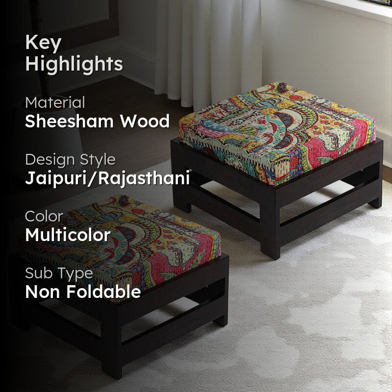 Nexon Sheesham Wooden Bench with Cushions (Multicolor) - Four Piece Set media 2