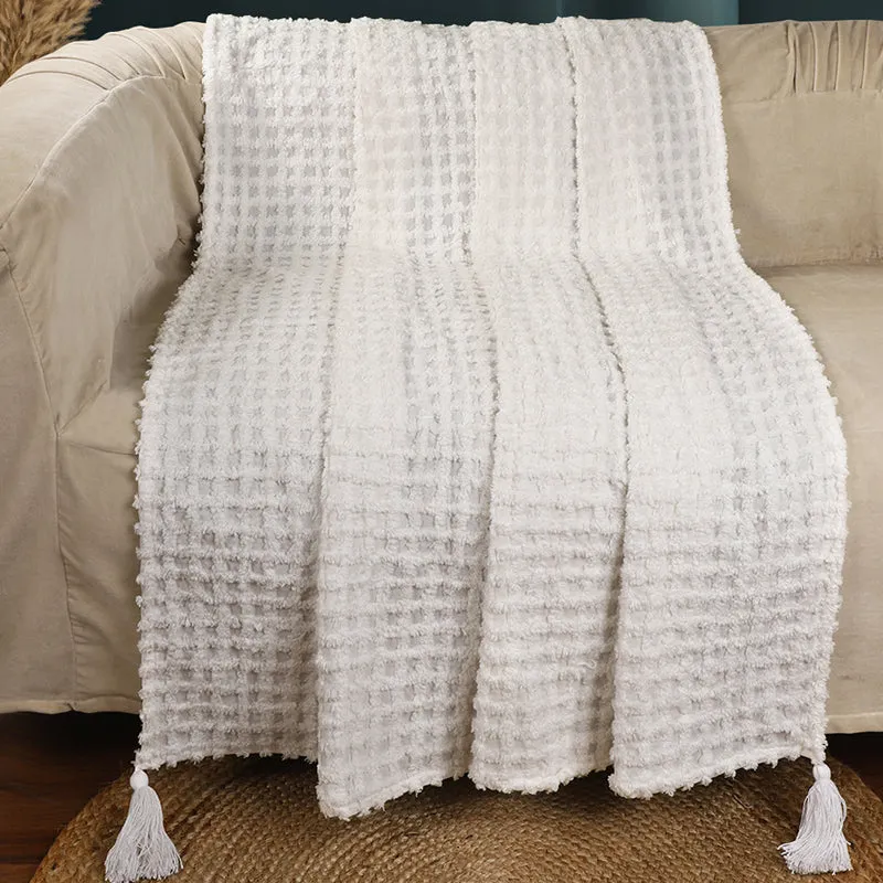Snug Checks Cotton Throw - White media 1