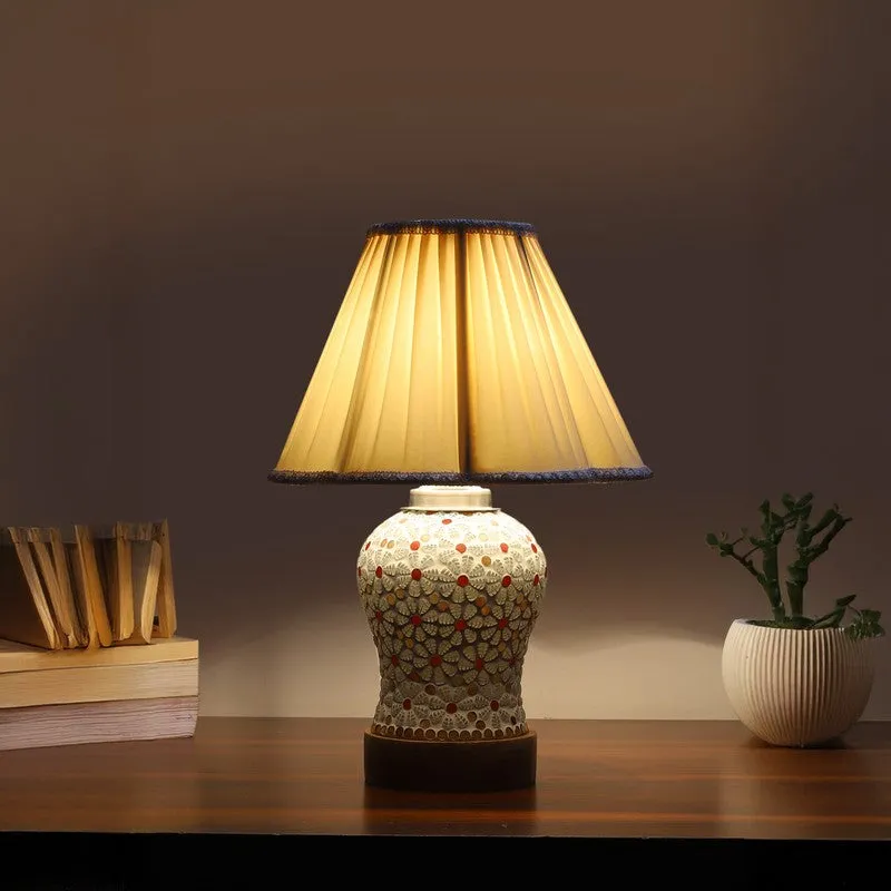 Harmyra Pleated Wooden Table Lamp - Multicolor media 1