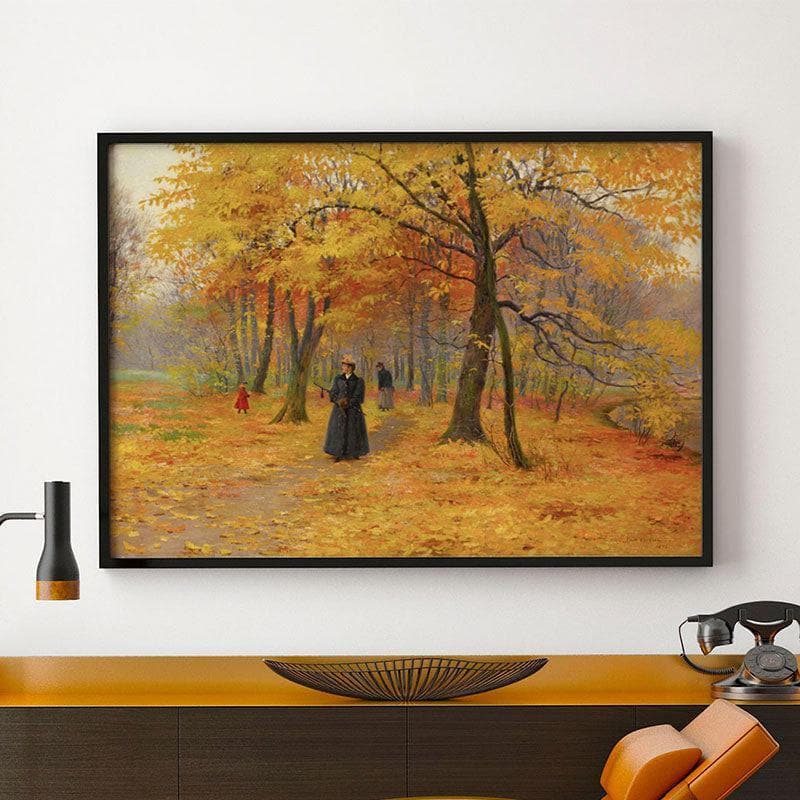 A Forest Walk Canvas Wall Painting - Black Frame