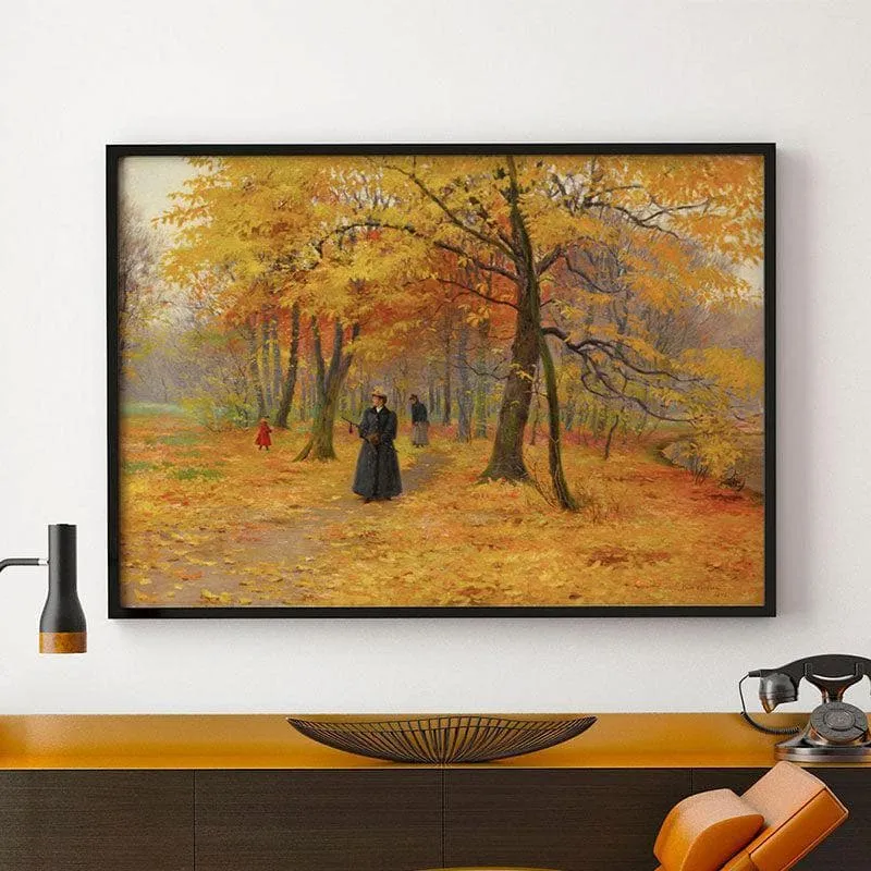 A Forest Walk Canvas Wall Painting - Black Frame media 1