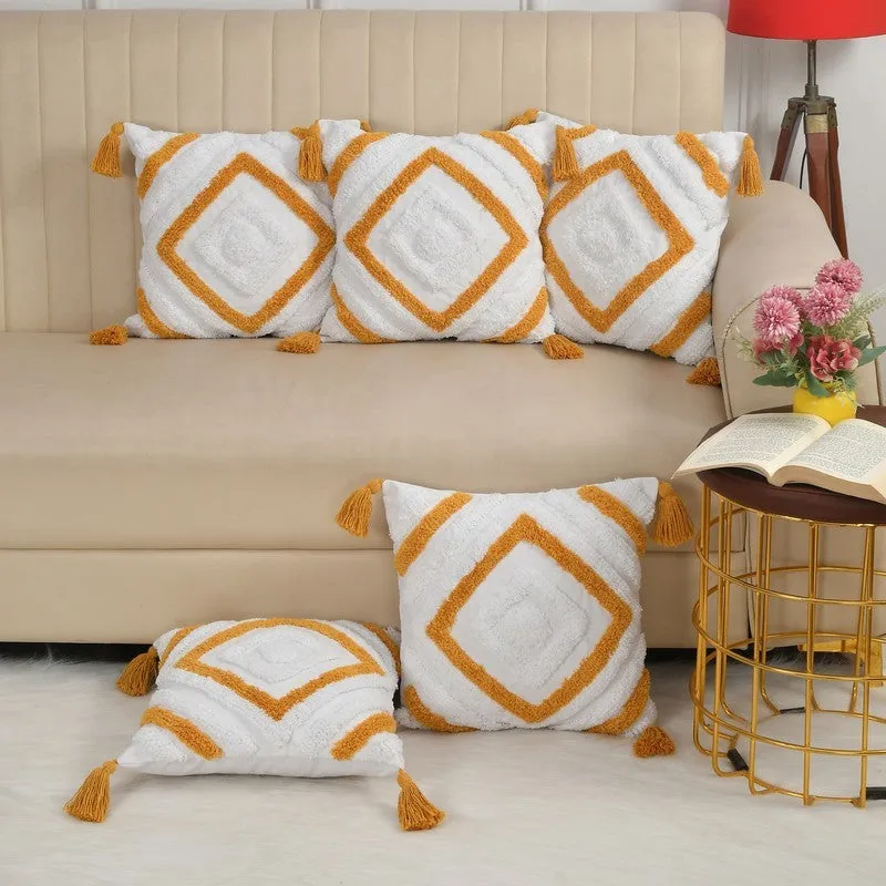 Kasper Chroma Tufted Cotton Cushion Cover (Yellow) - Set Of Five media 2