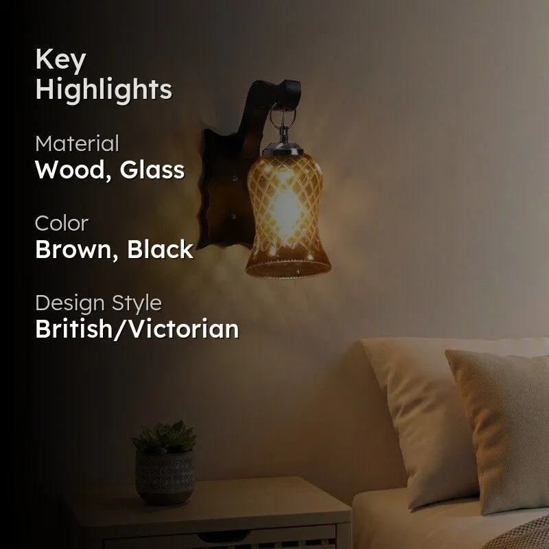 Honey Glow Wavy Amber Glass Wall Lamp media 2