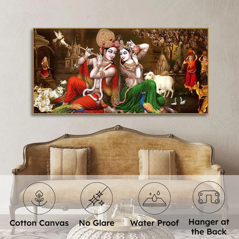 Sri Radhe Gopala Spiritual Canvas Wall Painting With Frame media 5