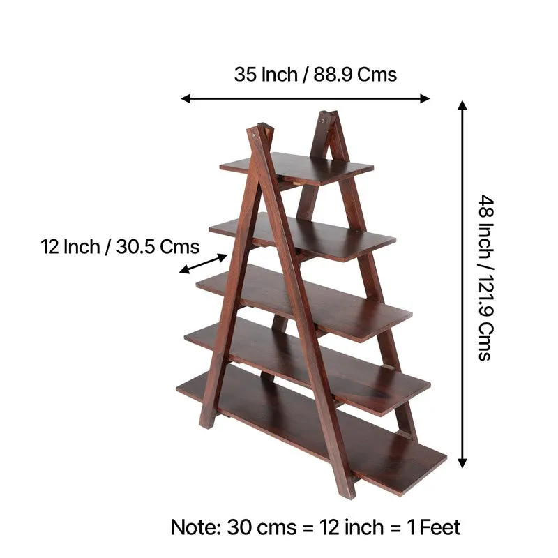 Uverox Sheesham Wooden Wall & Book Shelve - Dark Brown media 11
