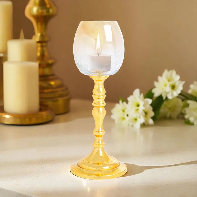Polido Textured Glass Candle Holder - Gold media 5