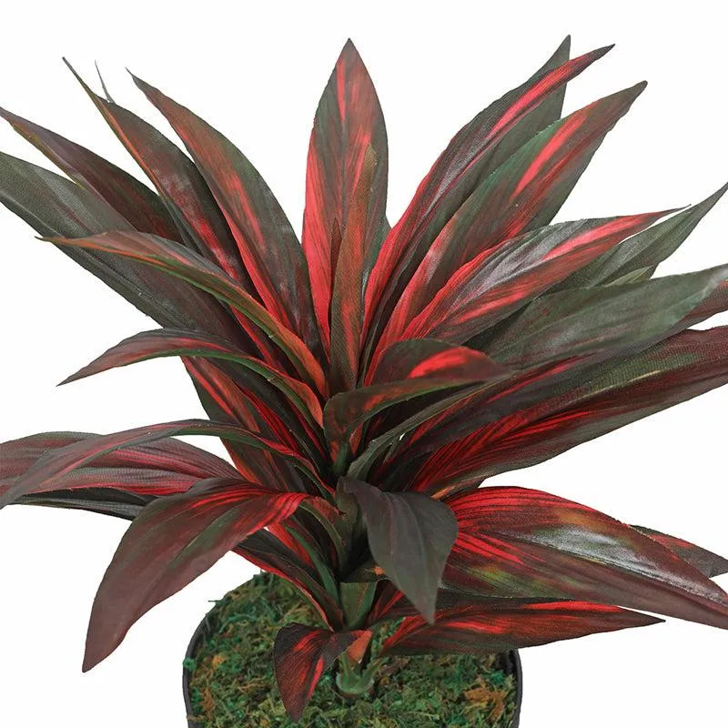 Lush Oasis Artificial Plant With Black Plastic Pot - Red media 6