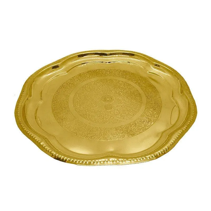 Decorative Engraved Floral Brass Pooja Thali media 4