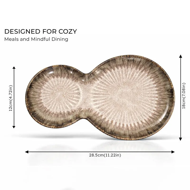 Dineva Ceramic Serving Platter (Beige & Ivory) - Two Piece Set media 7