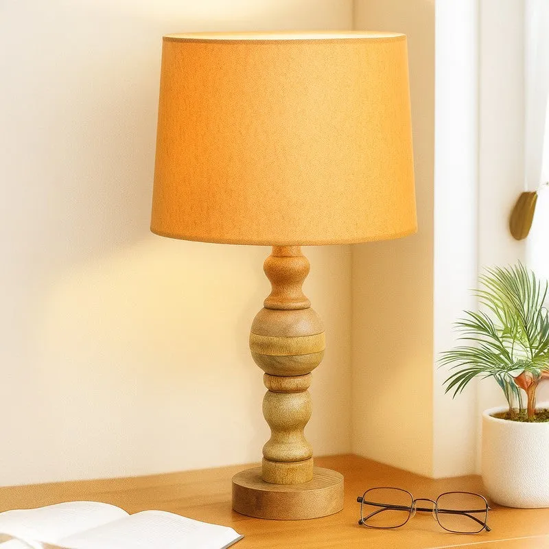 LumeElegance Wooden Table Lamp - Yellow,Brown media 2