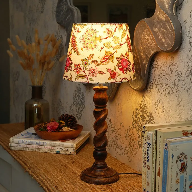 Warmpetal Wooden Base Cotton Table Lamp - Multicolor media 1
