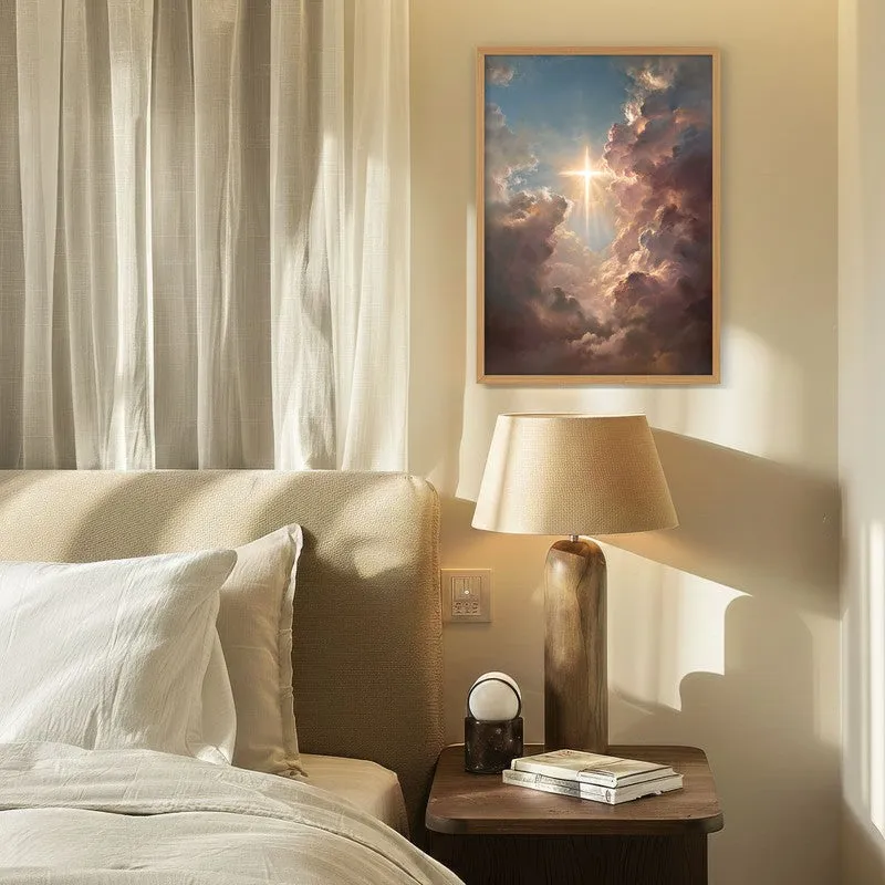 Celestial Sky Archival Paper Wall Painting With Brown Frame media 4