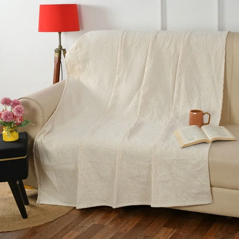 Bloomwave Abstract Cotton Throws - Cream media 1