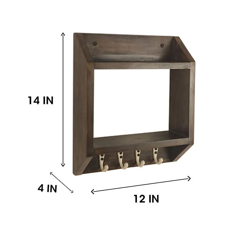 Majesta Wooden Wall Shelf Organiser with Key Holders media 6