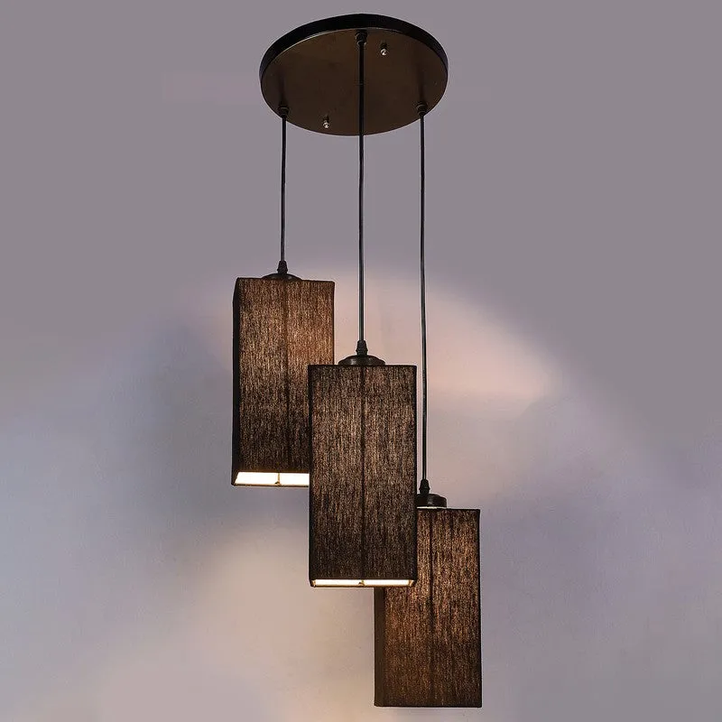 Warm Ivory Triple Metal Ceiling Lamp - Black media 6