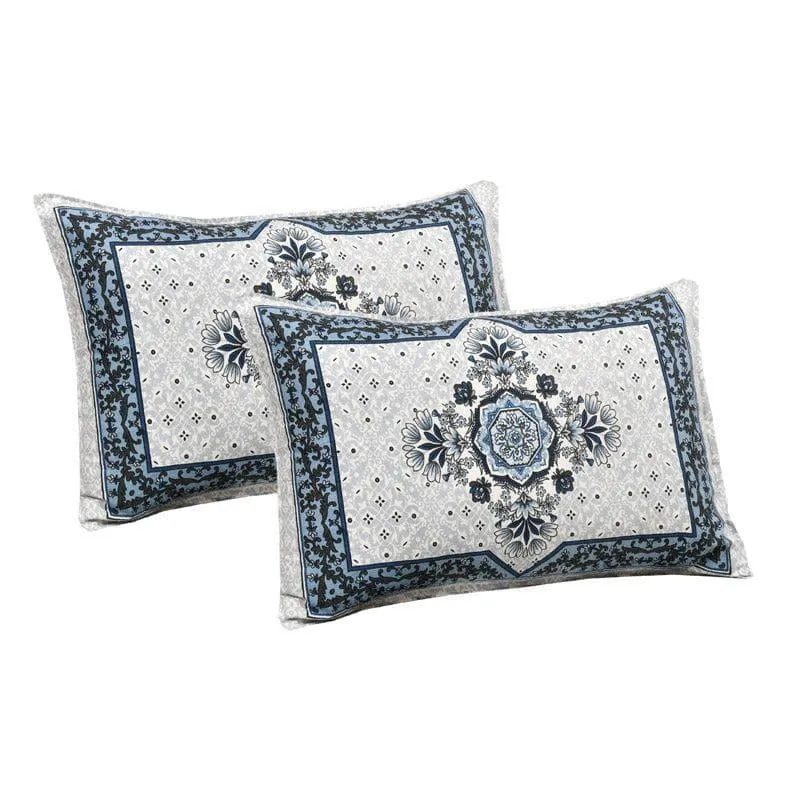 Sudrisha Ethnic Cotton Bedsheet (Blue) - 160 TC media 3