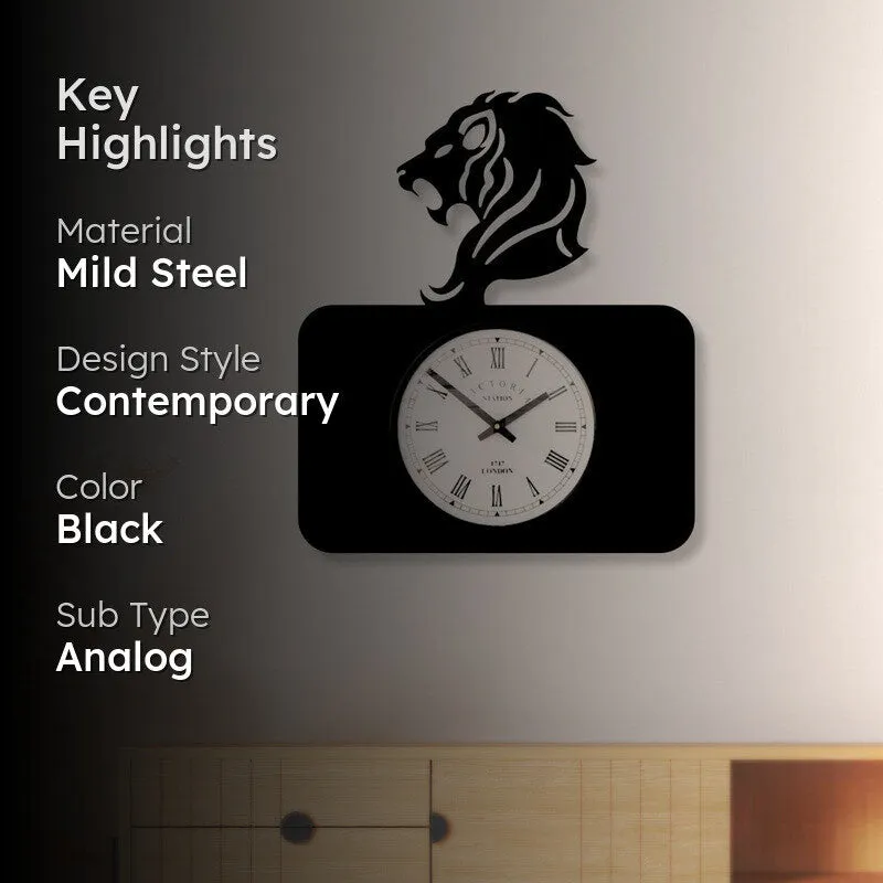 Leo Steel Analog Wall Clock - Black media 2