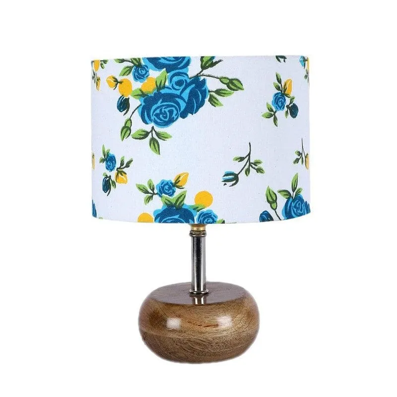Blue Floral Fabric Table Lamp - Multicolor media 4