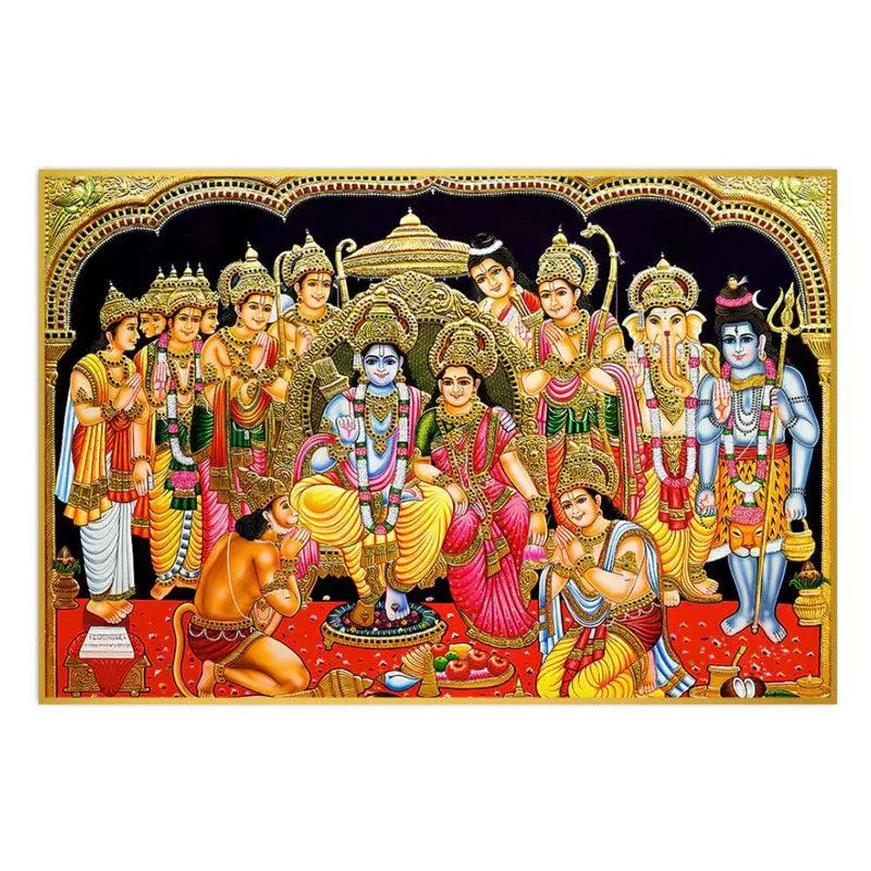 Ramachandra Rajya Spiritual Canvas Wall Painting With Frame media 3