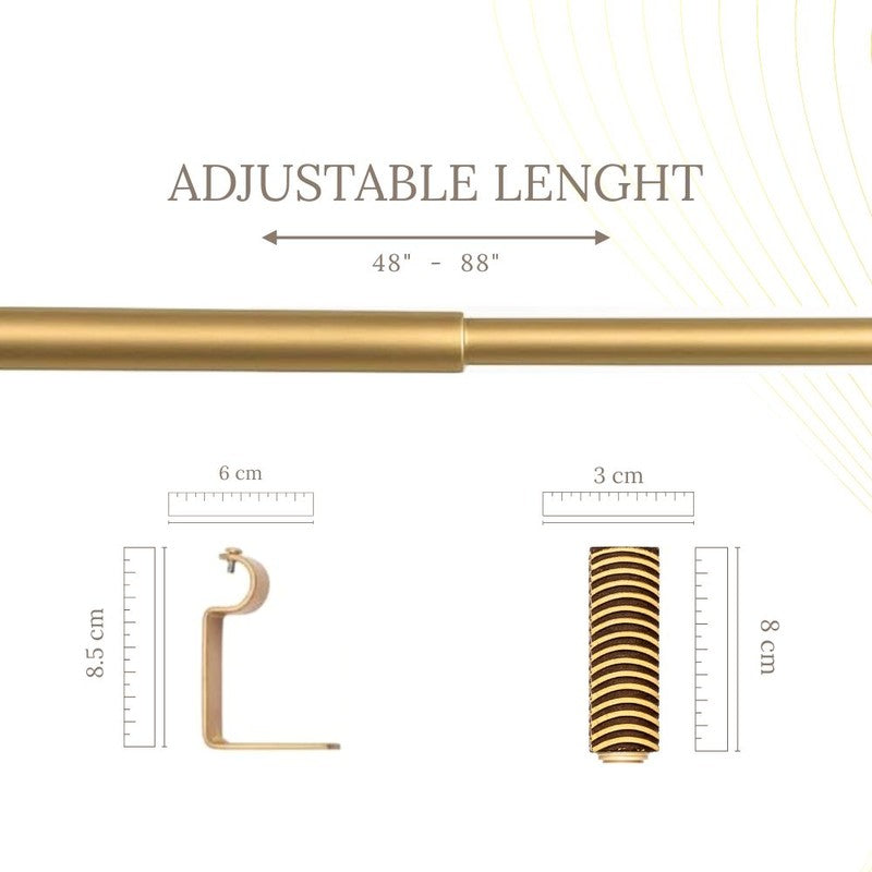 Cedar Etch Extendable 1" Single Curtain Rod With Square Finial & Brackets media 5