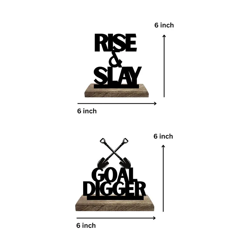 Rise Up Goal Digger Typography Showpiece - Set Of Two media 7