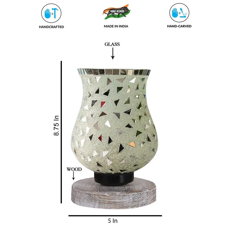 Bright Mosaic Glass Table Lamp With Wooden Base - Multicolor media 8