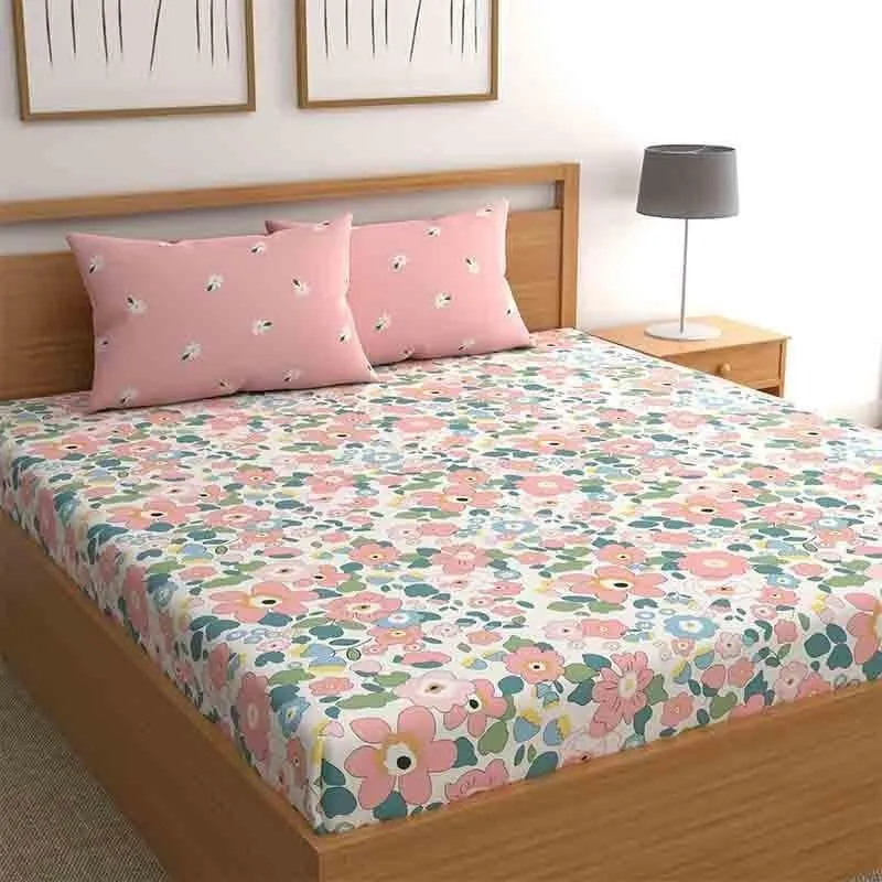 Doodled Blossoms Microfiber Bedsheet - 140 GSM media 3