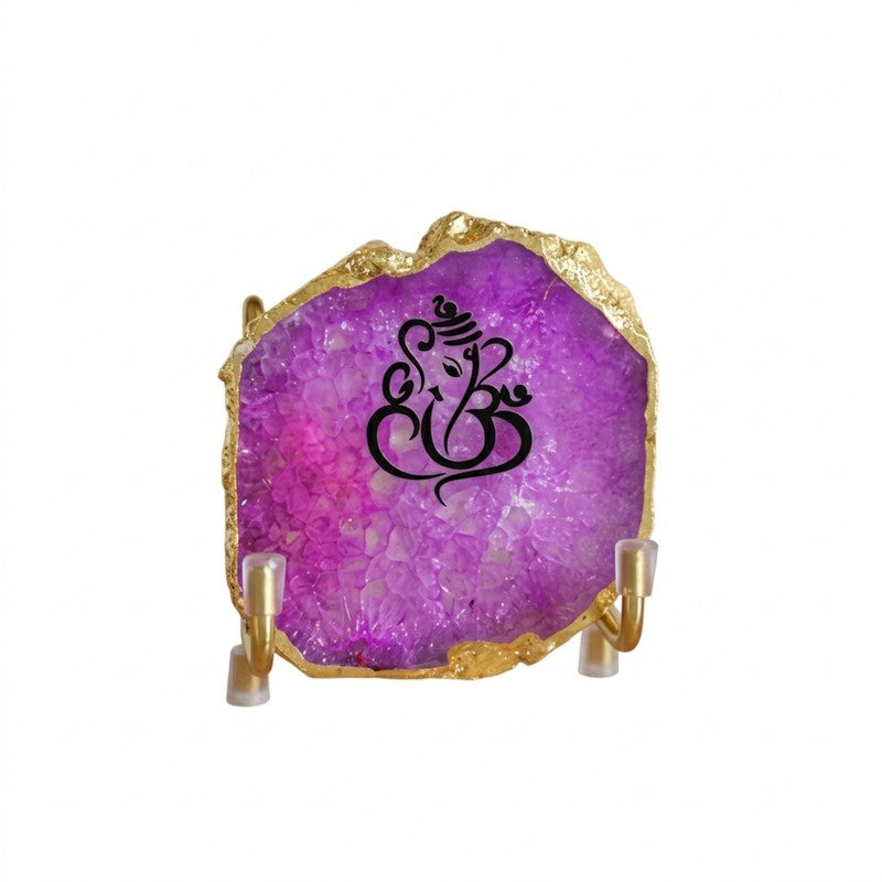 Ganesha Handcrafted Agate Religious Accent - Pink media 4