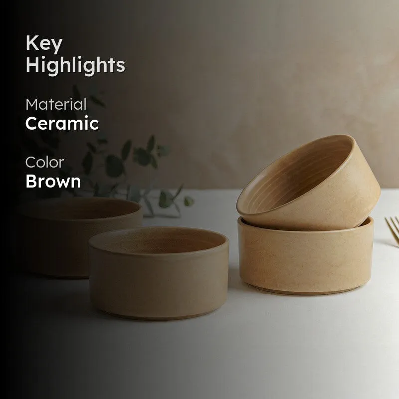 Whimsi Ceramic Soup Bowls (280 mL,Light Brown) - Set Of Four media 2