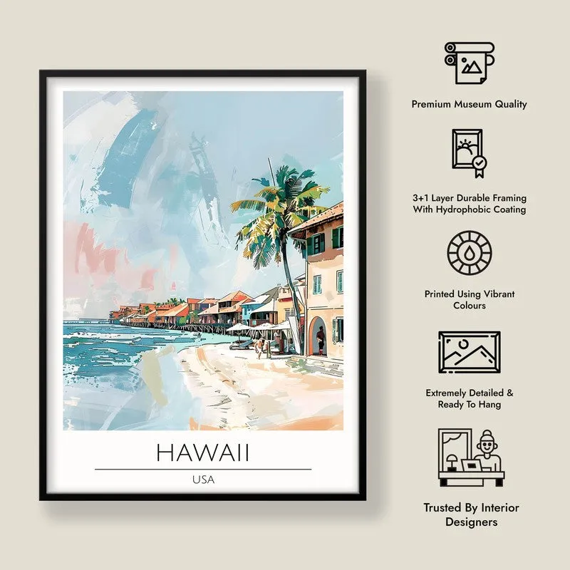 Vintage Hawaii Framed Canvas Wall Painting media 8