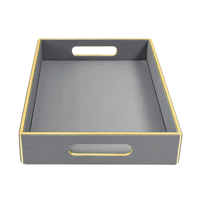 Tisquo Faux Leather Serving Tray (Grey) - Set Of Two media 6