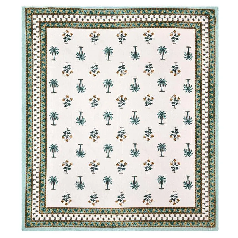 Palm Fields Printed Cotton Bedsheet (Green) - 140 TC media 3