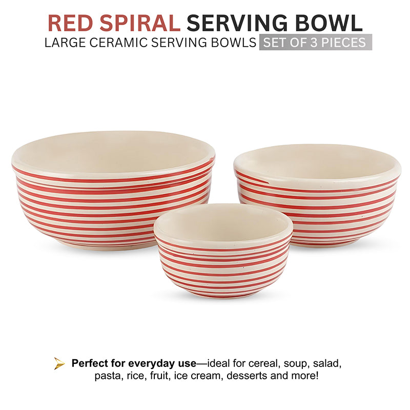 Tiare Ceramic Serving Bowl (Red/550 mL/350 mL/125 mL) - Set Of Three media 3