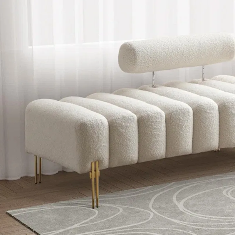 Victoria Fabric & Metal Bench - White media 4