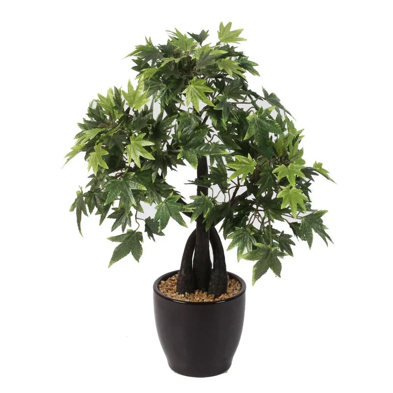 Artificial Green Maple Bonsai Plant With Ceramic Pot - 1.3 Feet media 5