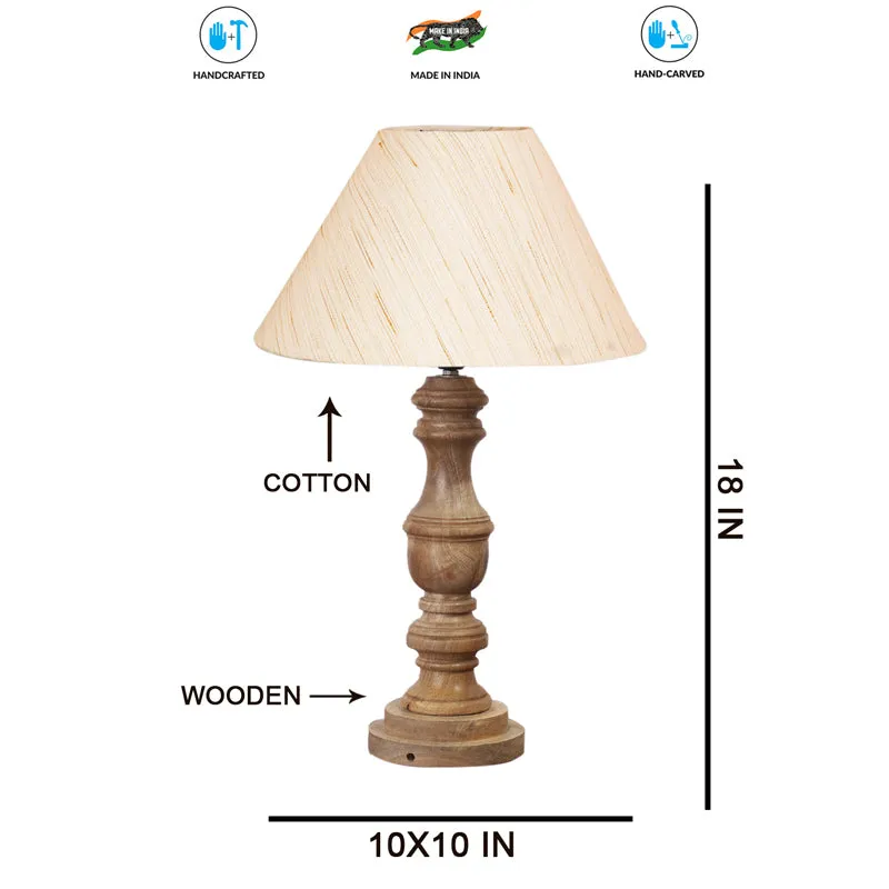 Cotin II Carve Wooden Table Lamp - Ivory,Brown media 7