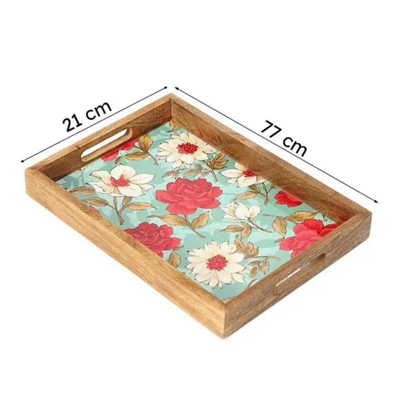 Hetty Floral Mangowood Serving Tray - Elegant Dining Decor media 5