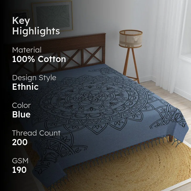 Artloom Mandala Cotton Bedsheet (Blue) - 200 TC media 2