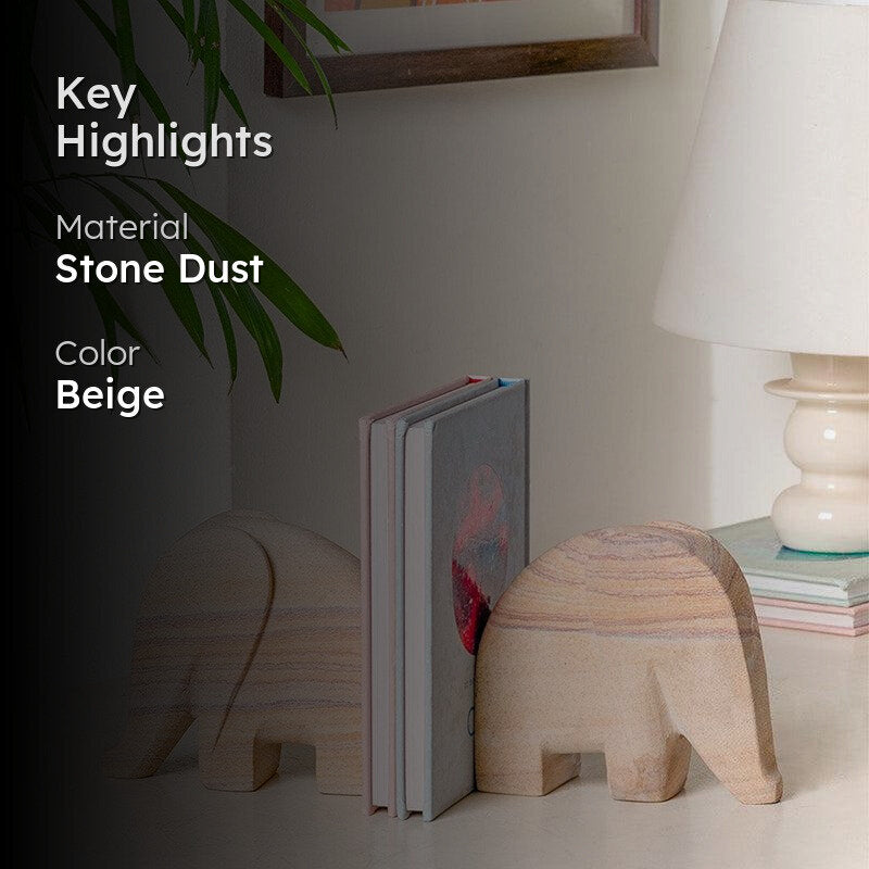 Little Tuskers Stone Bookend - Set Of Two media 2