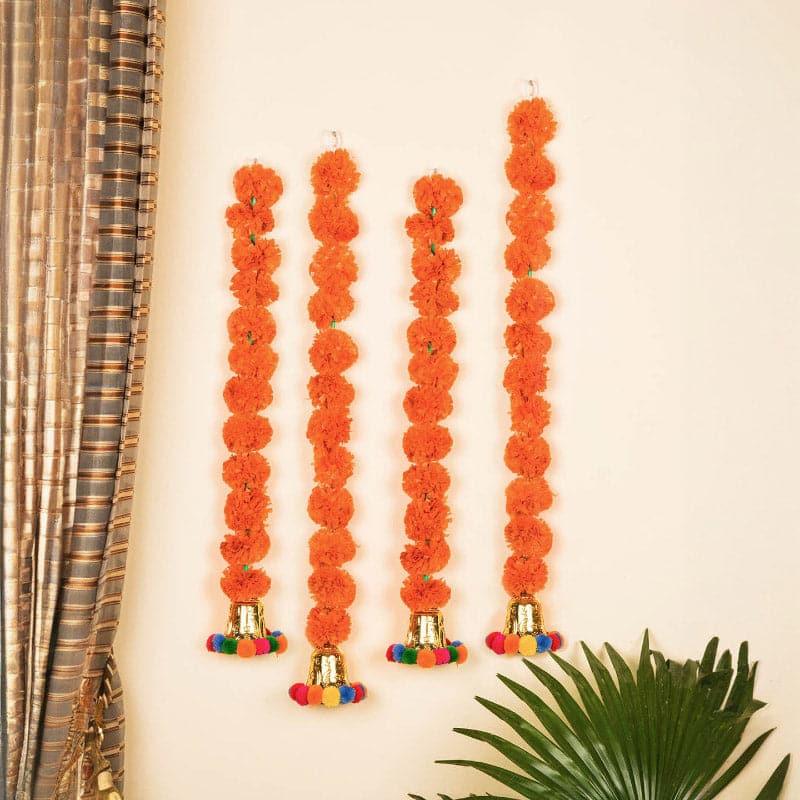 Ethnic Faux Marigold Latkan (Orange) - Set Of Four