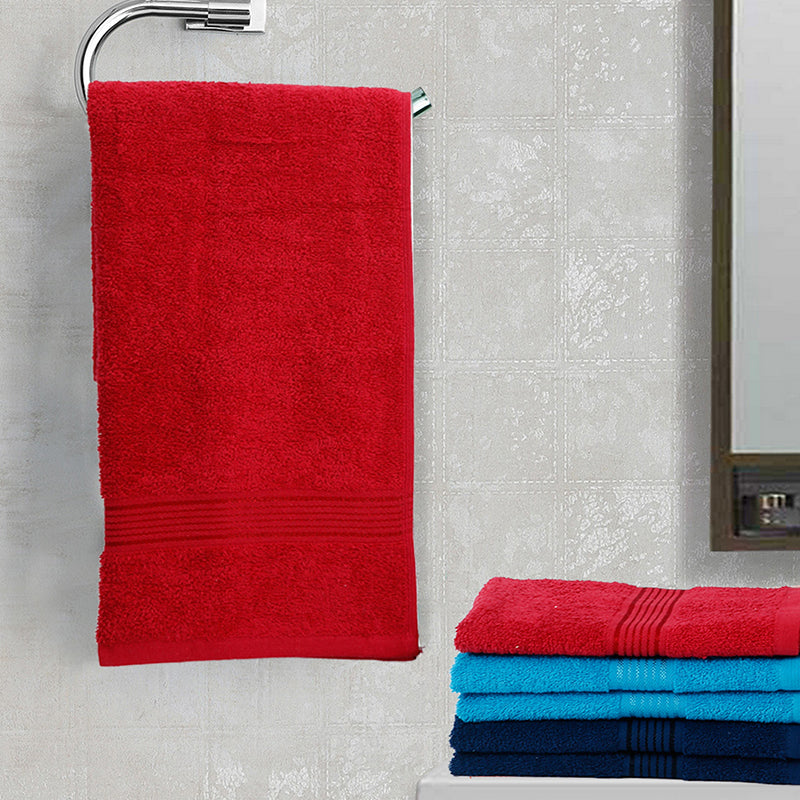 Eva Quick Dry Hand Towel (Blue/Navy Blue/Red) - Set Of Six