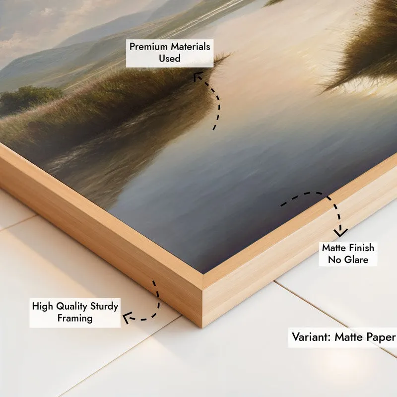 Pastel Horizons Archival Paper Wall Painting With Brown Frame media 6