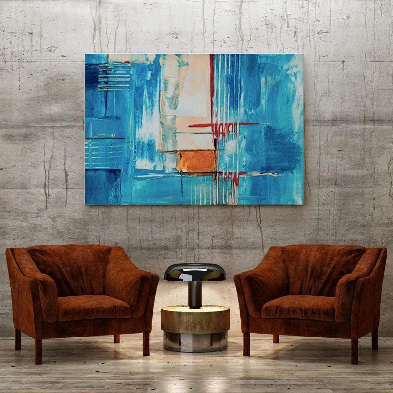 Dusty Blue Abstract Canvas Painting - Gallery Wrap media 4