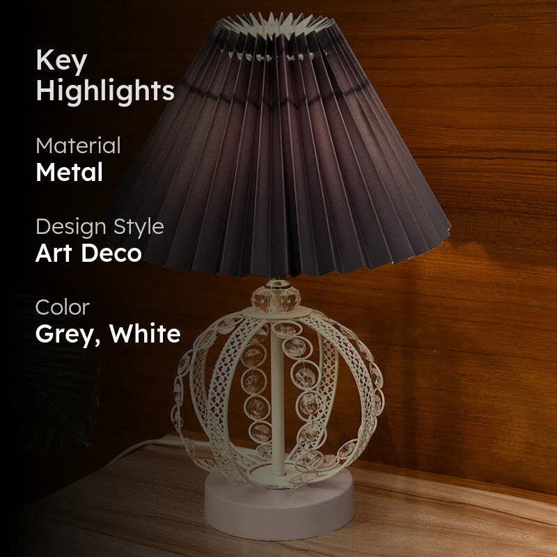 French Pleat Orna Metal Table Lamp - Grey,White media 2